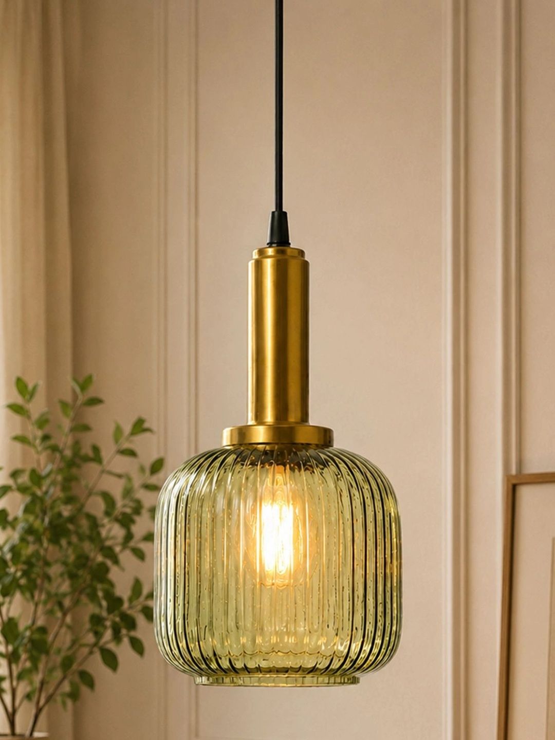Glowhere Green Textured Glass Contemporary Ceiling Lamp-picture-54
