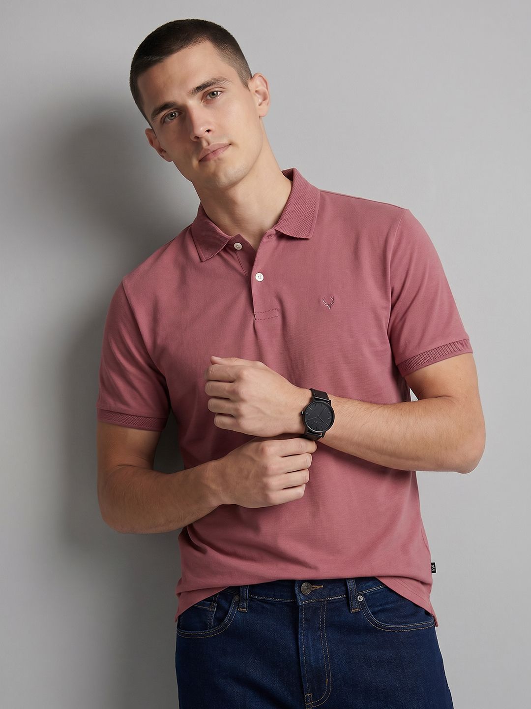 Allen Solly Polo Collar Pure Cotton Slim Fit T-shirt-picture-25