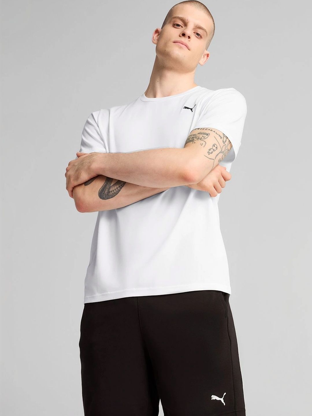 Puma Men Brand Logo Round Neck Short Sleeves T-shirt-image-32