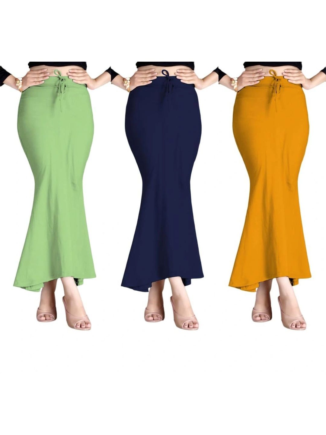 VAANU THE FASHION HUB Pack Of 3 Cotton Mermaid-Fit Saree Shapewears-picture-57