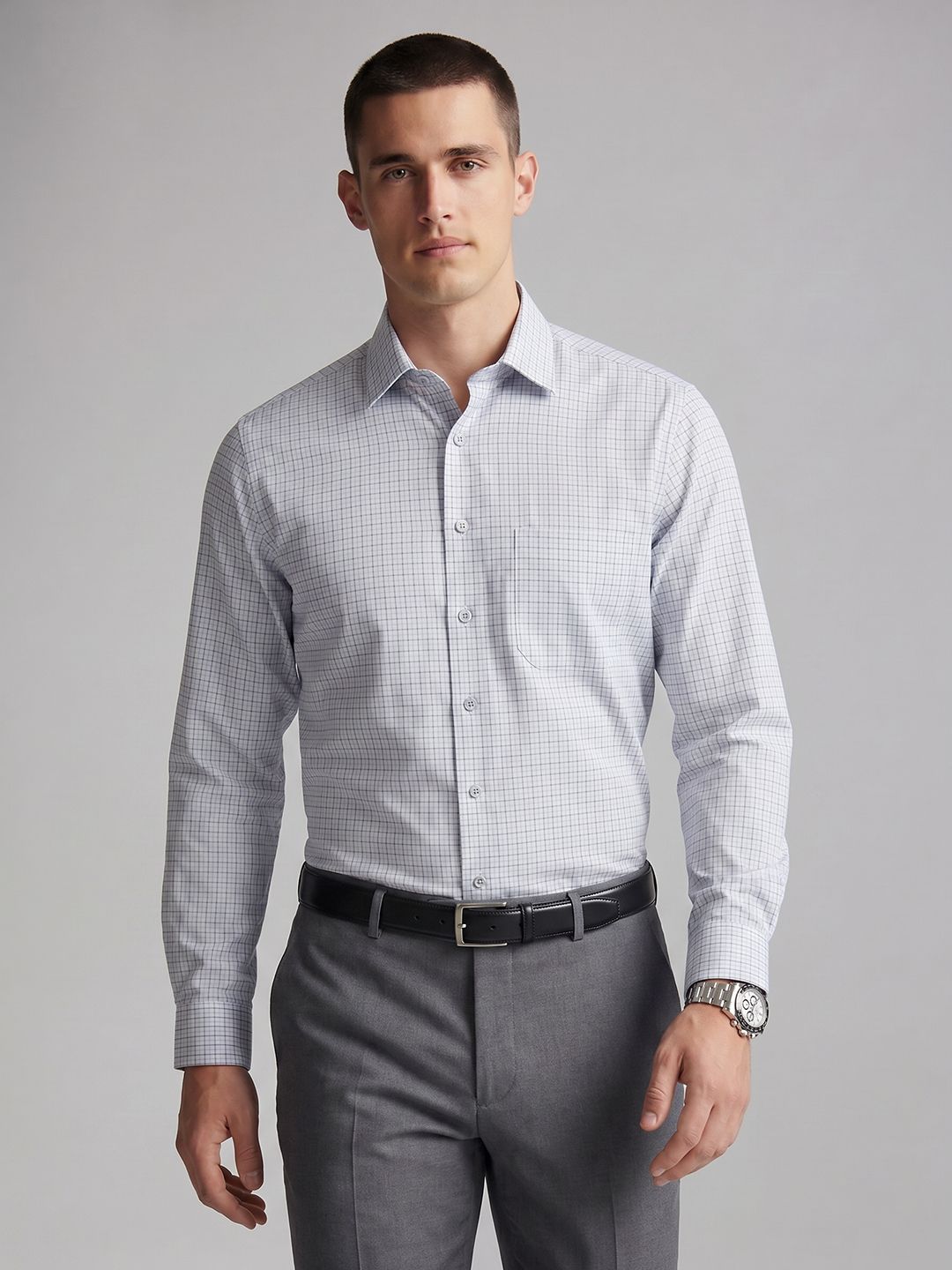 Louis Philippe Self Design Slim Fit Pure Cotton Formal Shirt-picture-26