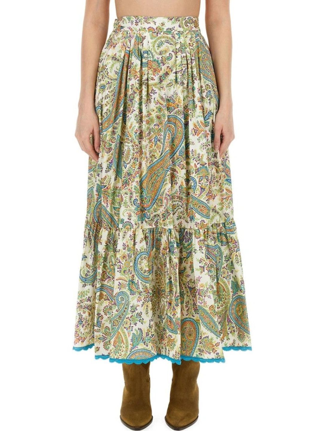 ETRO Women Cotton Paisley Bohemian Maxi Tiered Skirt-picture-19