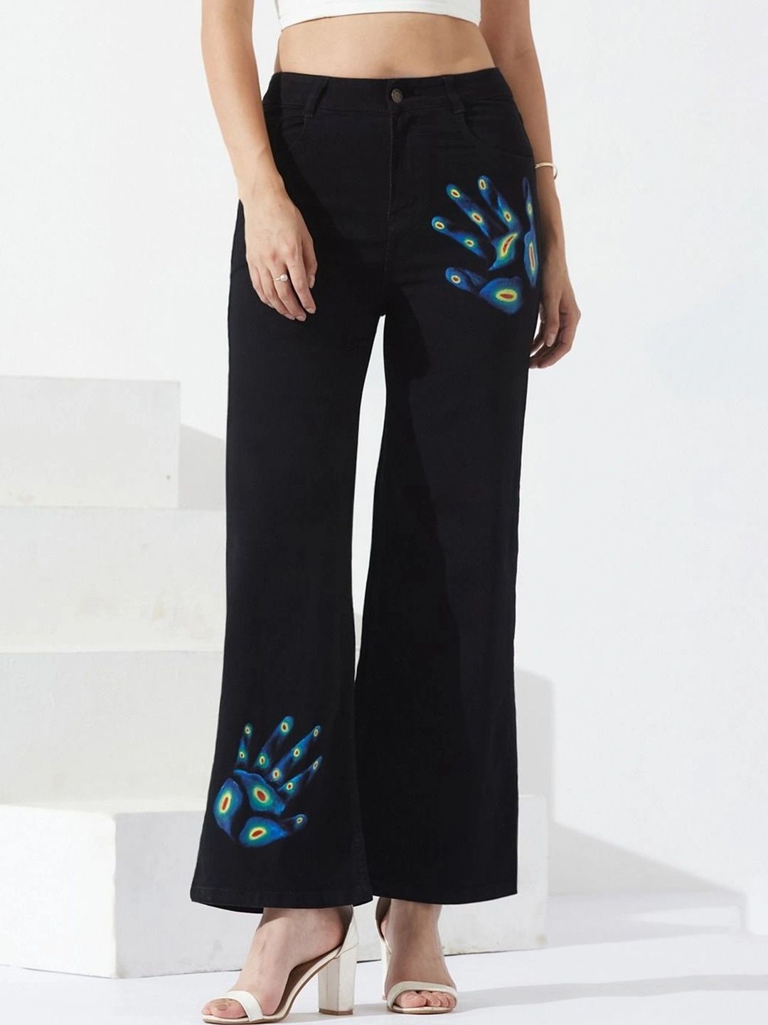 Miss Chase Women Wide Leg High-Rise Printed Stretchable Jeans-picture-46