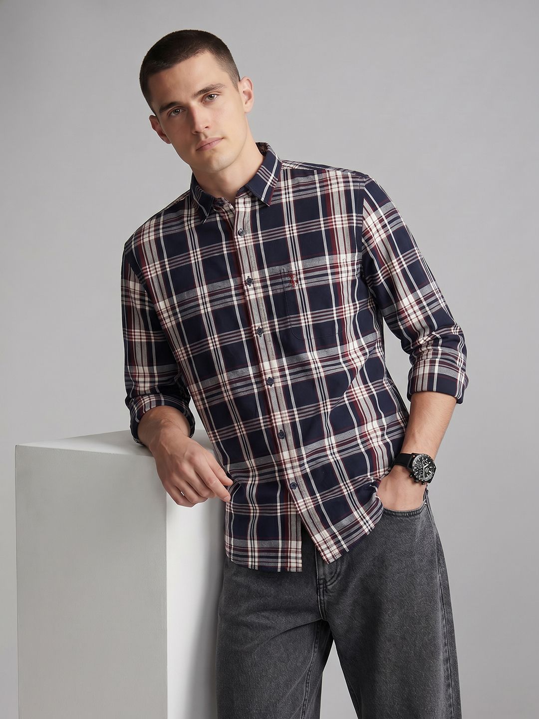 U.S. Polo Assn. Denim Co. Tartan Checked Pure Cotton Casual Shirt-picture-10