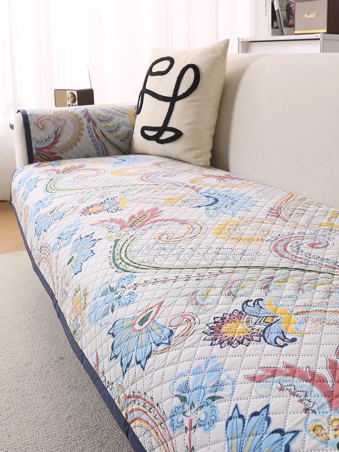 HOKIPO Celestial Garden 'ShieldQuilt' Leakproof Sofa Cover Length Mat 85x60 cm-picture-12