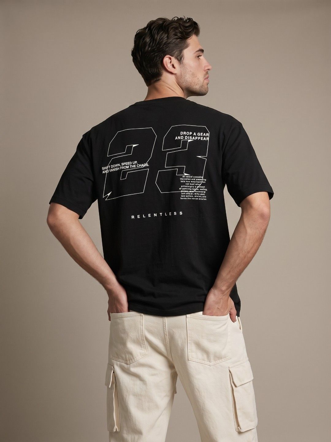 glitchez Men Typography Printed Drop-Shoulder Sleeves Oversized T-shirt-picture-26