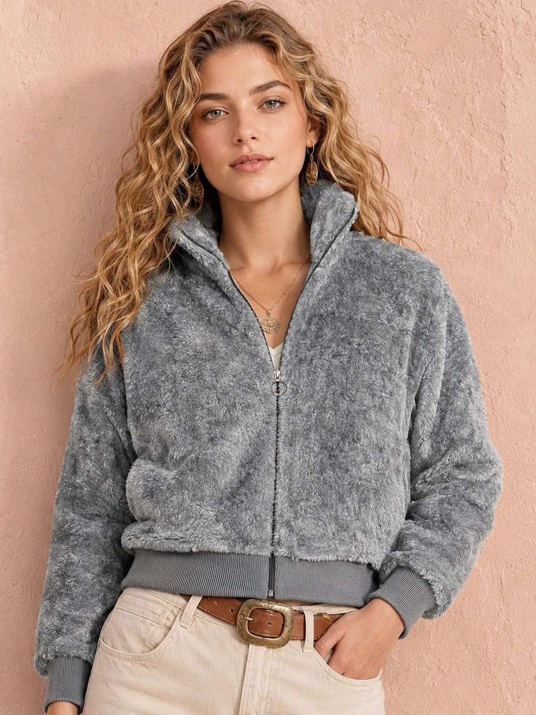 all about you Women Woollen Lightweight Crop Jacket-picture-21