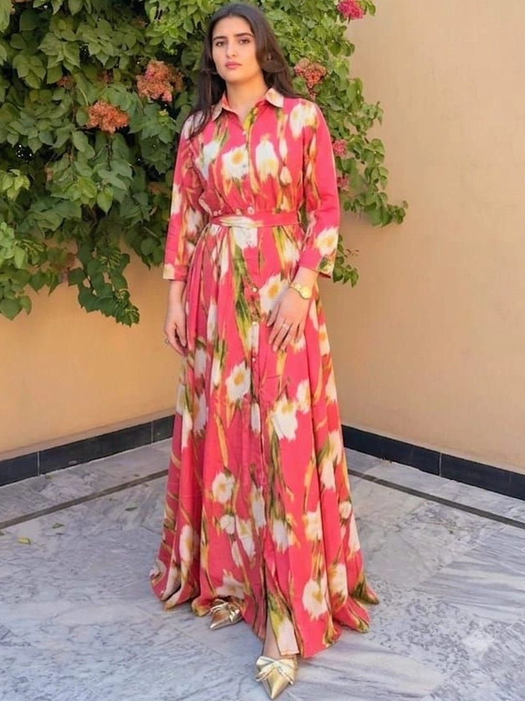 D.A.Kurtis. Floral Printed Shirt Collar Kurti-picture-24
