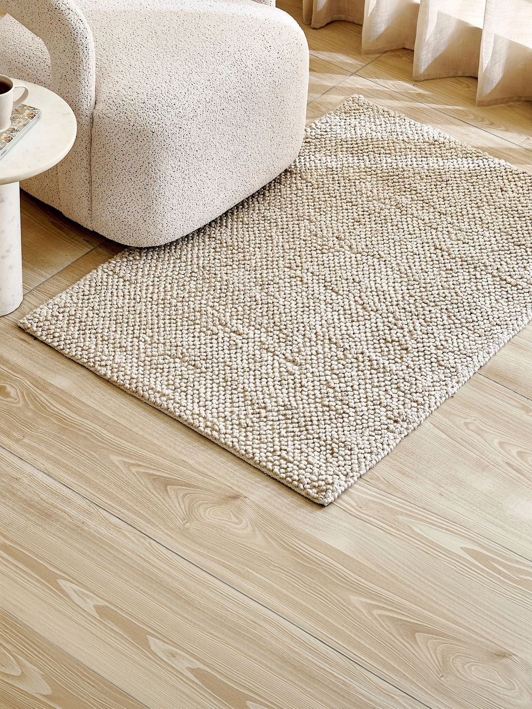 Home Centre Pebble Cream-Colored Woolen Handwoven Dhurrie-picture-37