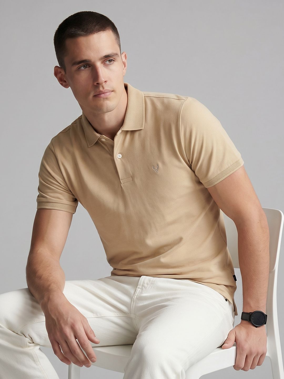 Allen Solly Polo Collar Pure Cotton Slim Fit T-shirt-picture-11