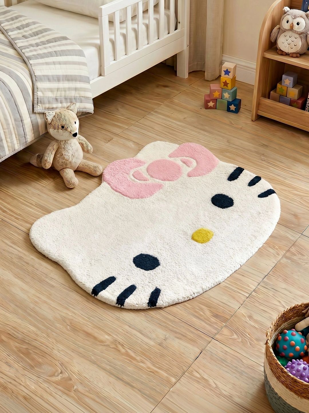 Home Centre Kids Corsica Slate White & Pink Cotton Tufted Dhurrie-picture-13