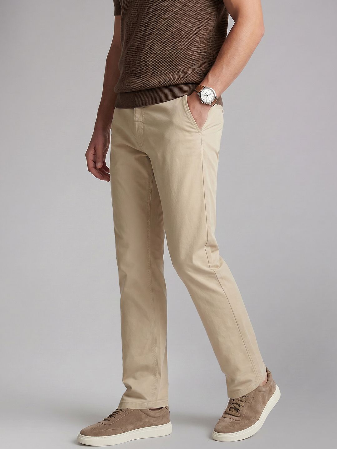 Van Heusen Men Beige Cotton Trousers-picture-11