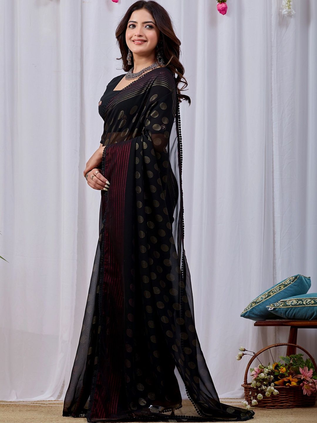 Sangria Woven Design Zari Poly Chiffon Designer Saree-image-31
