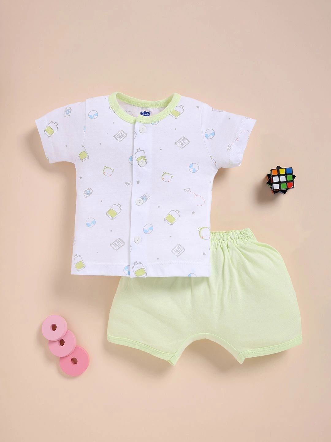 Simply Boys Printed Pure Cotton Shirt with Shorts-picture-35