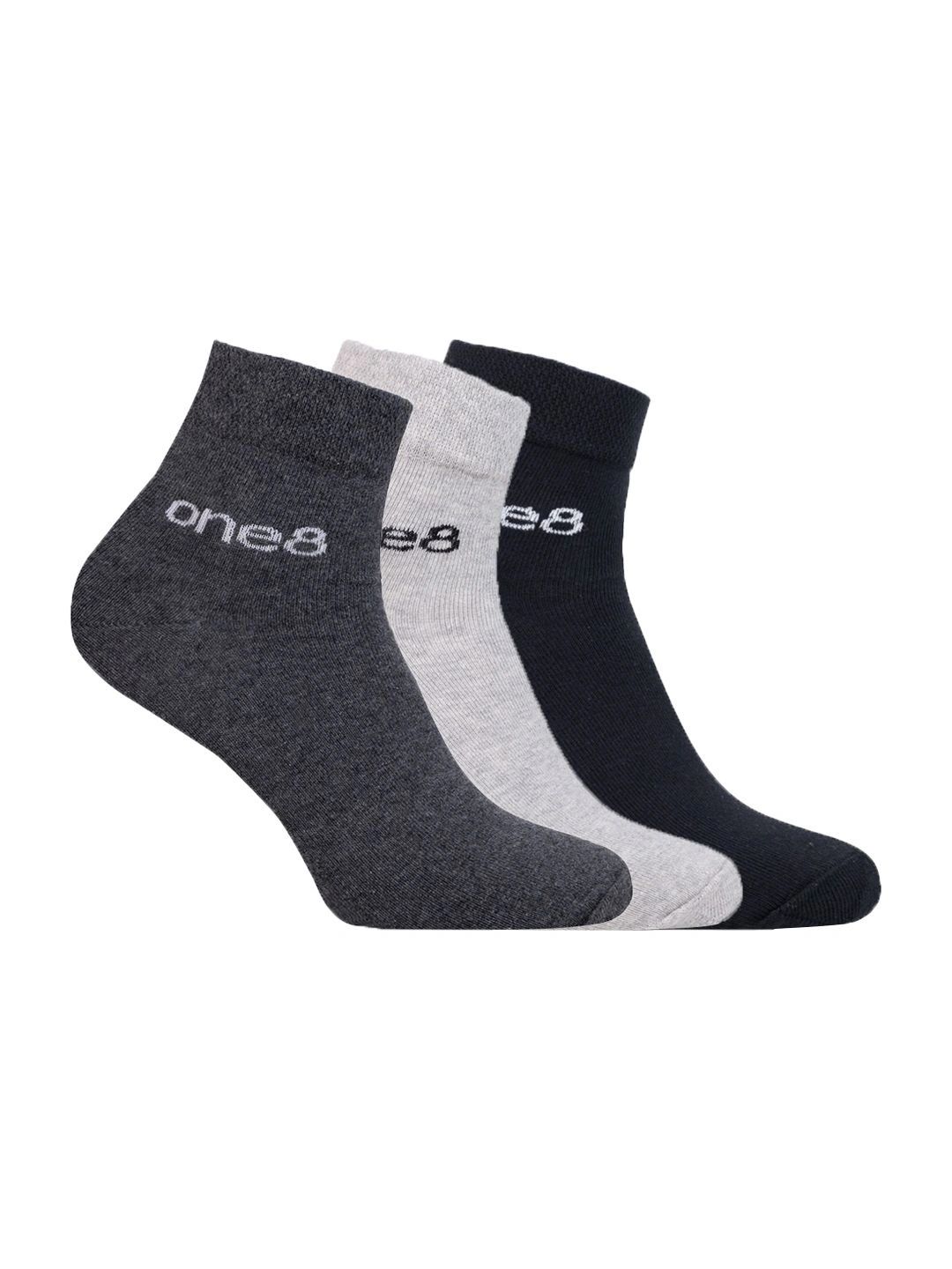 One8 Men Pack of 3 Cotton Blend Assorted Above Ankle Socks-image-16