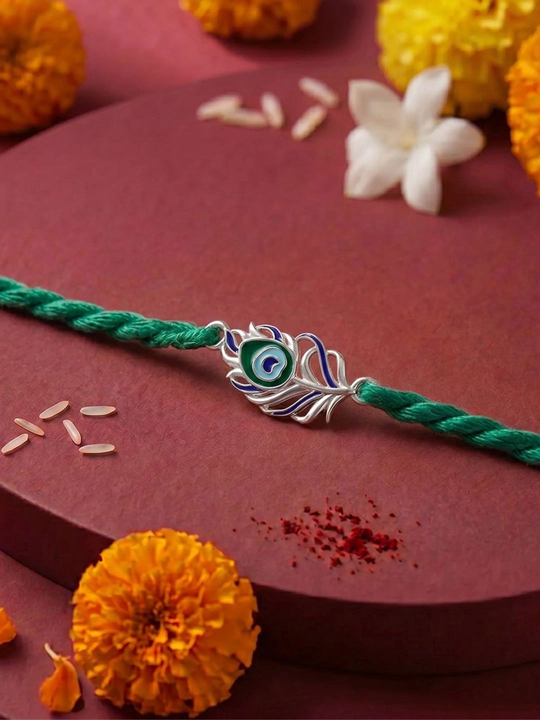Zavya 925 Sterling Silver Peacock Motif Rakhi for Brother-picture-11