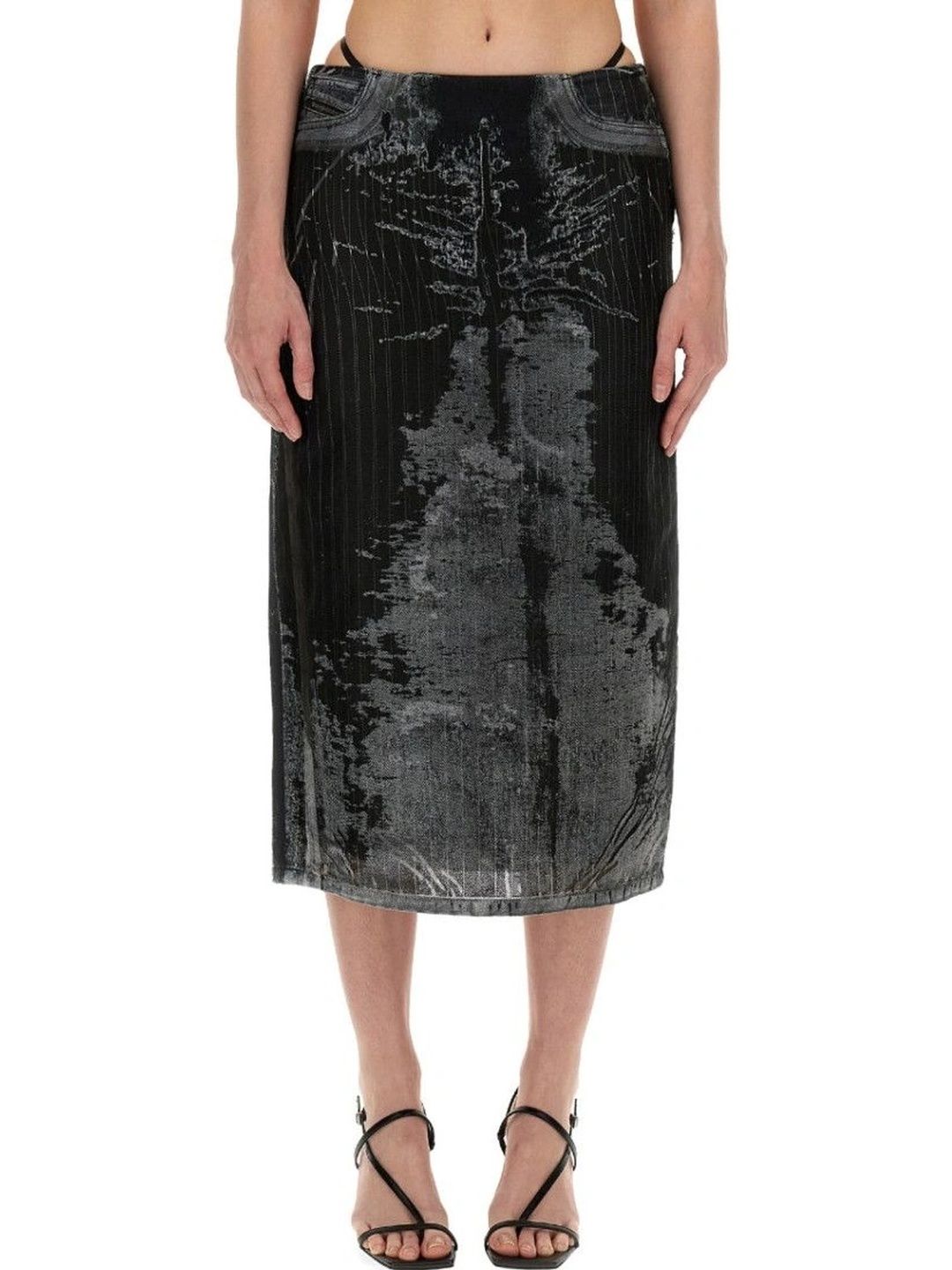 DIESEL Women Cotton Abstract Midi Straight Skirt-picture-31