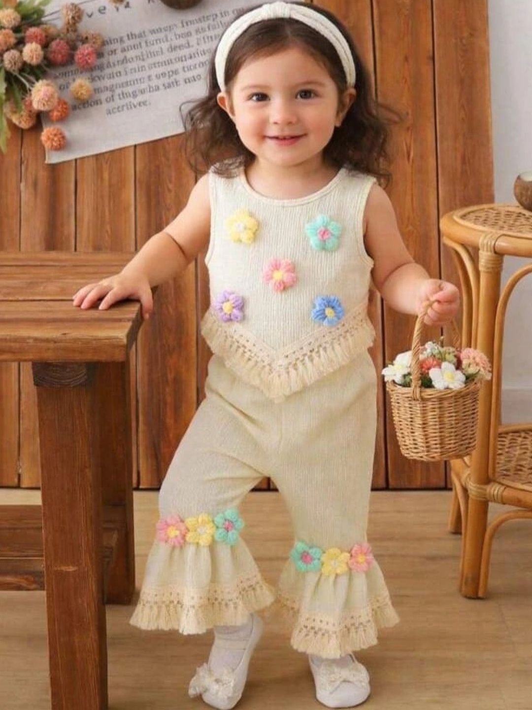 STAR BOYZ TRENDY WEAR Girls Embellished Top with Trousers-picture-23