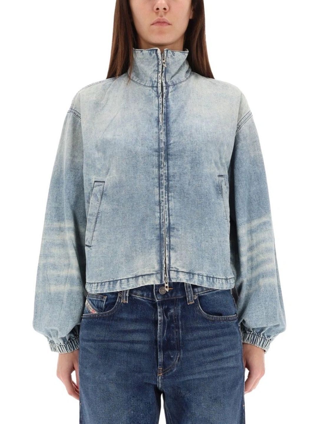 DIESEL Women Washed Crop Denim Jacket-image-12