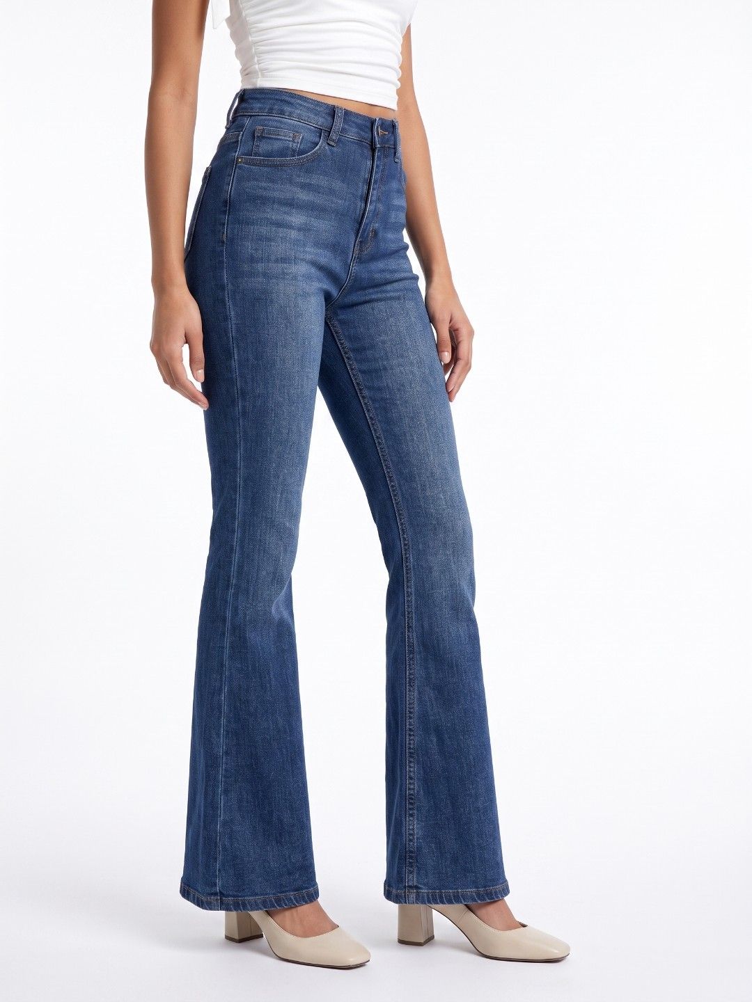 glitchez Women Pure Cotton Bootcut Fit Heavy Fade Stretchable Jeans-picture-27