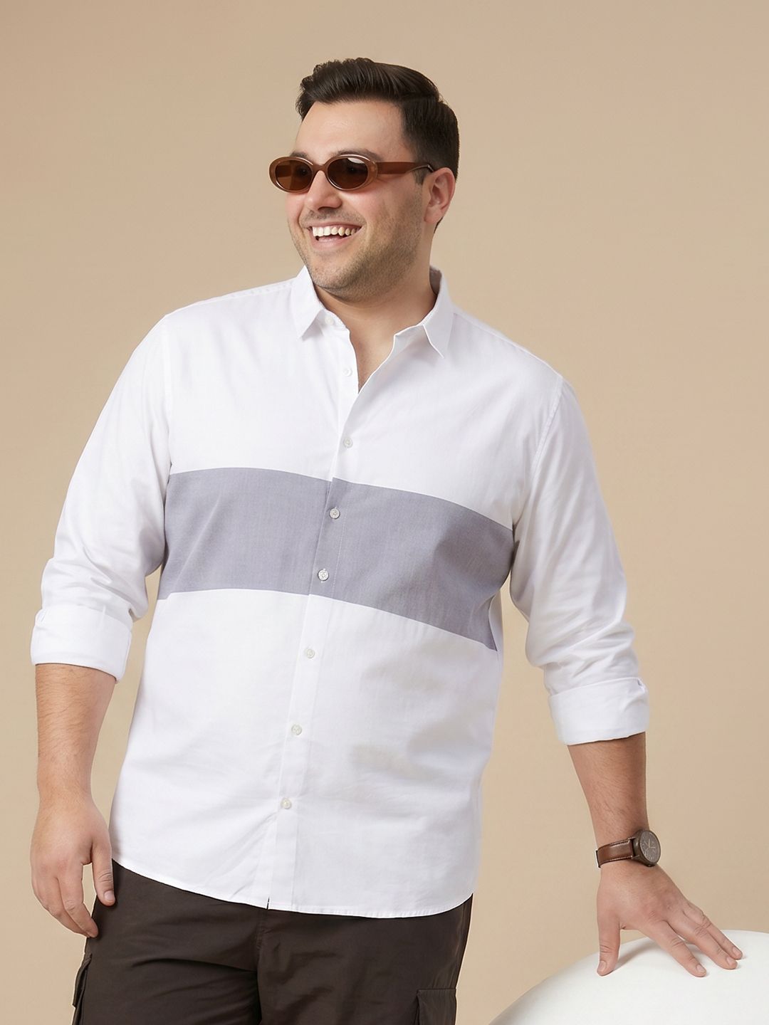 Sztori Plus Size Colourblocked Pure Cotton Casual Shirt-picture-57
