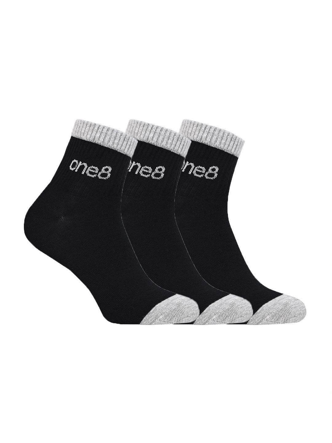 One8 Men Pack of 3 Cotton Blend Assorted Colourblocked Ankle Length Socks-picture-39