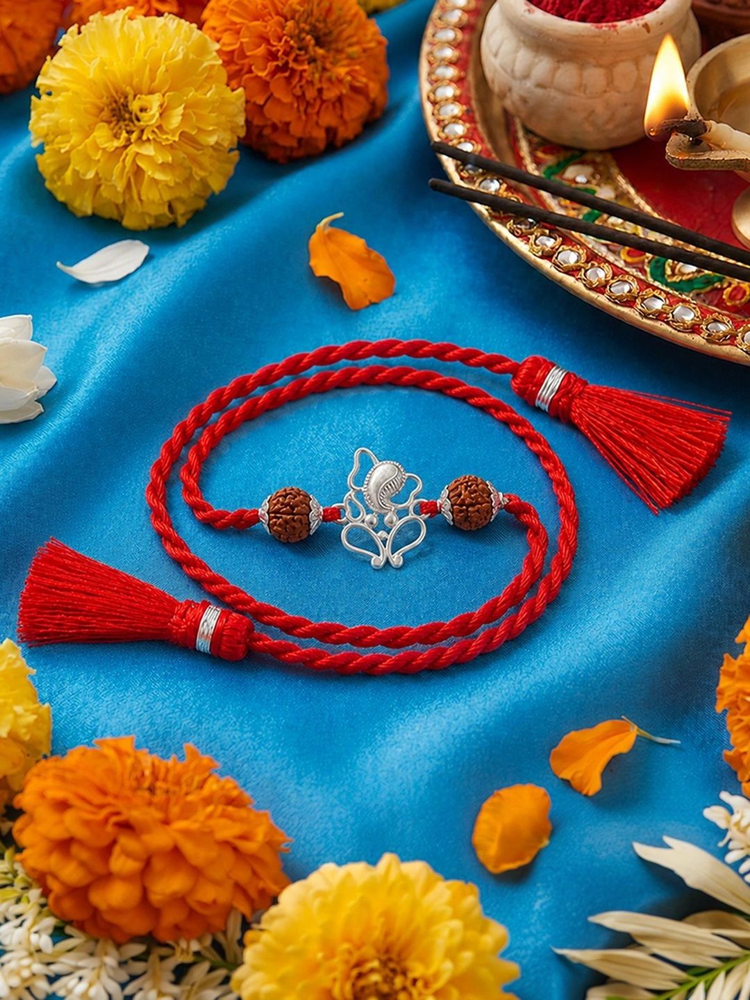 Zavya 925 Sterling Silver Ganesha Symbol Rakhi for Brother-picture-19