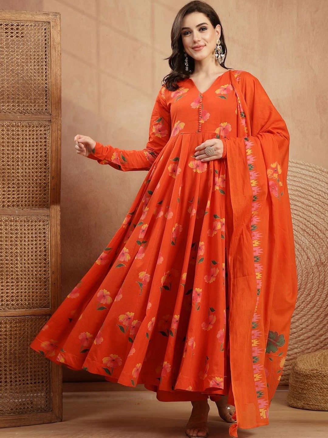 Anouk Women Floral Printed Empire Pure Cotton Kurta with Palazzos & With Dupatta-picture-40