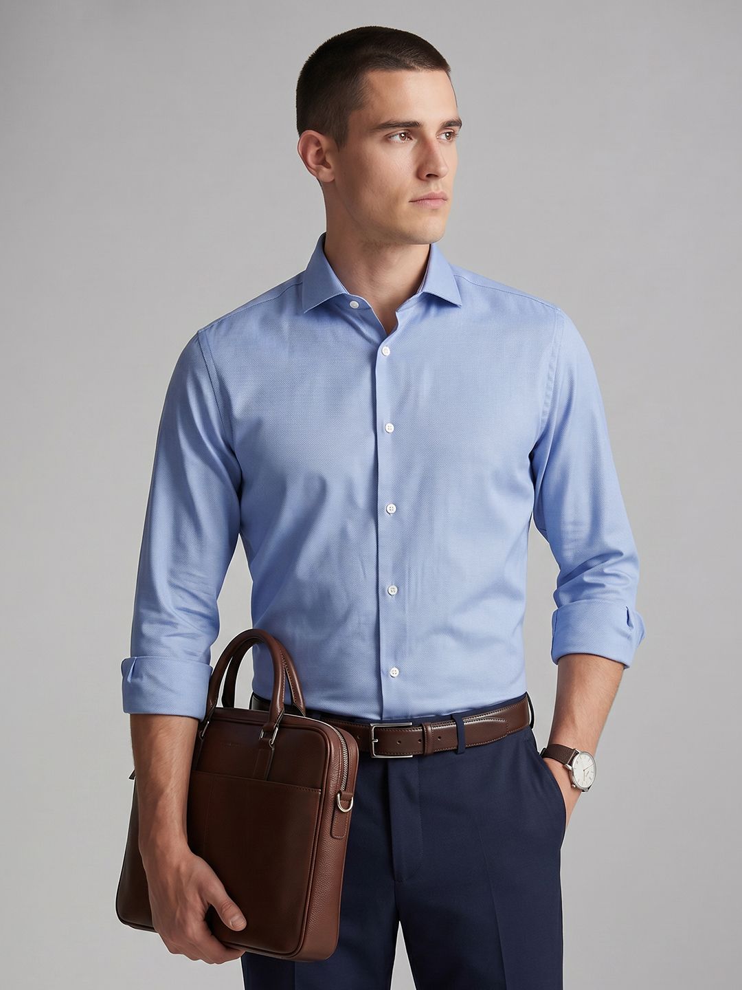 Men Regular Fit Self Design Formal Shirt