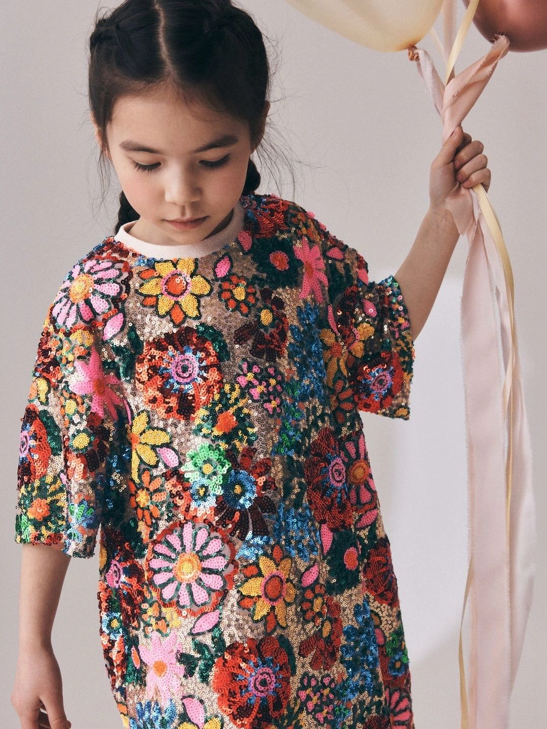NEXT Floral Sequin T-Shirt Dress-picture-26