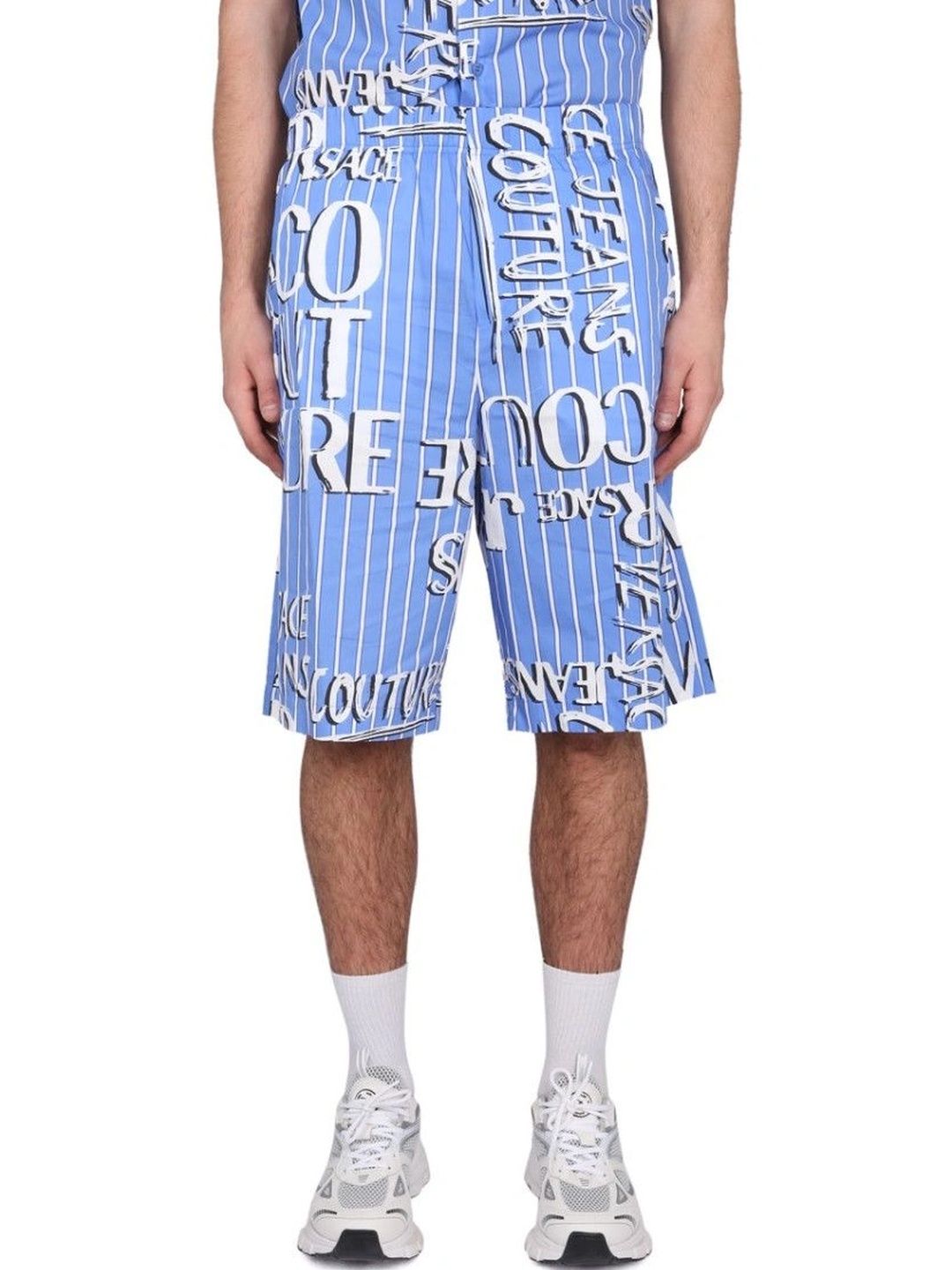 Versace Jeans Couture Men Typography Striped Shorts-picture-31