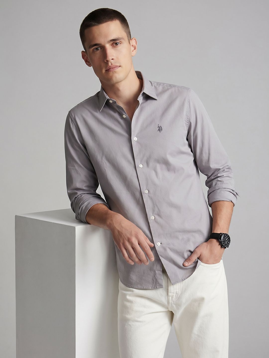 U.S. Polo Assn. Tailored Fit Pure Cotton Casual Shirt-picture-34