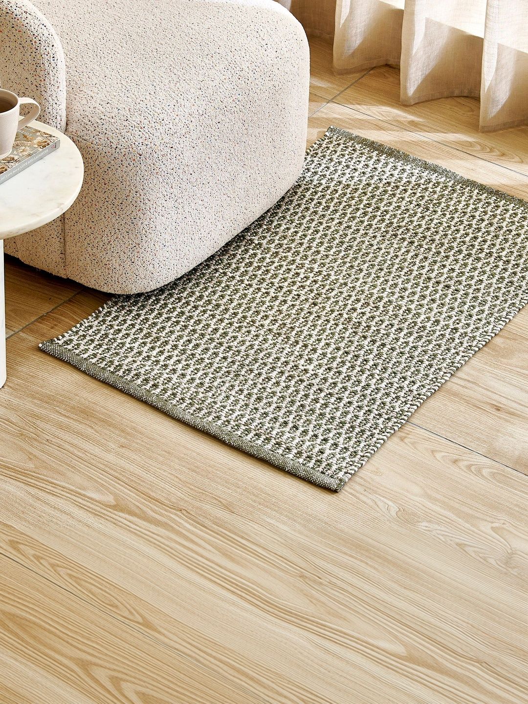 Home Centre Loamia Beige & Green Cotton Handwoven Dhurrie-picture-56