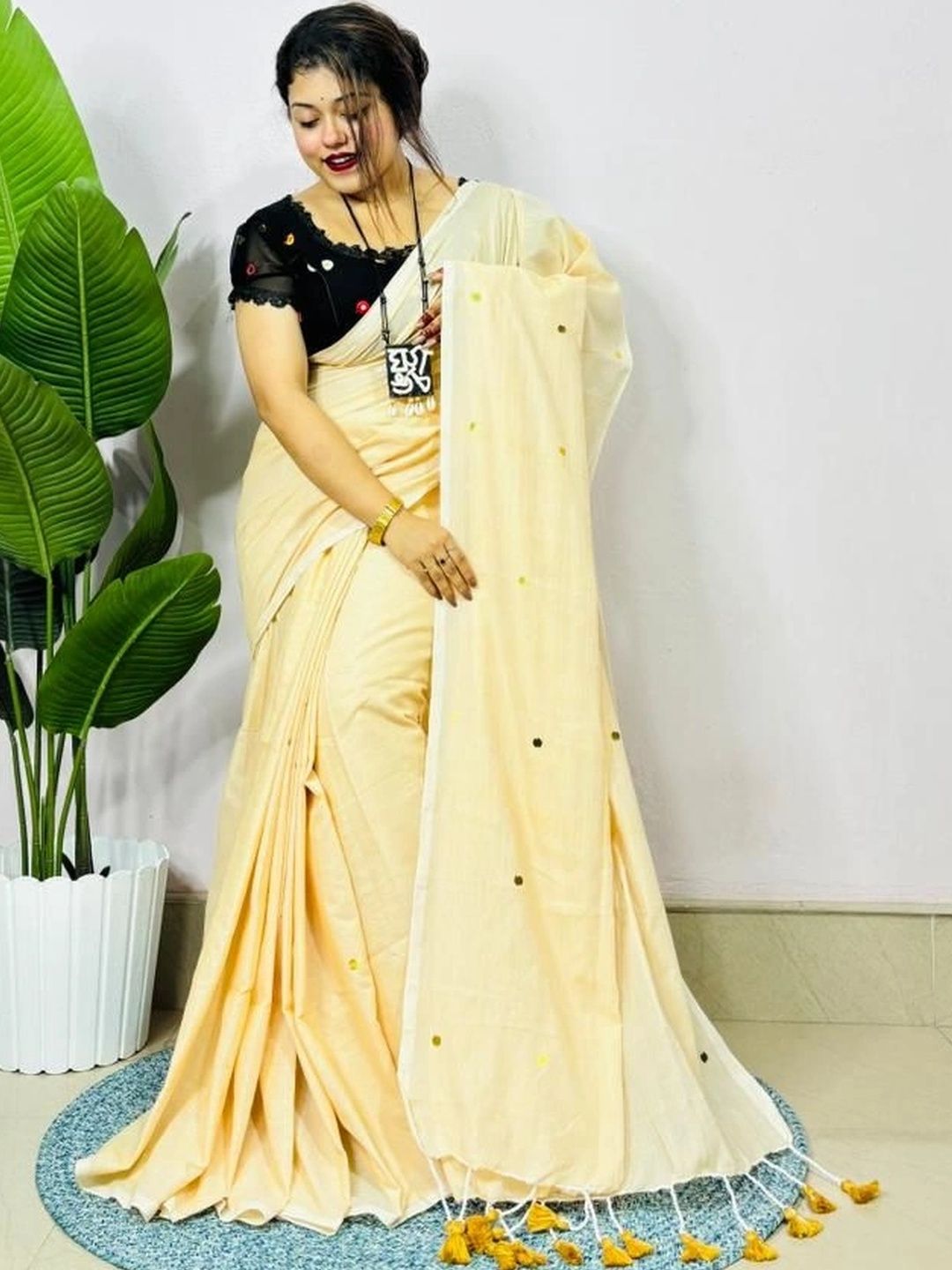 KALINI Embellished Pure Cotton Khadi Saree-image-40