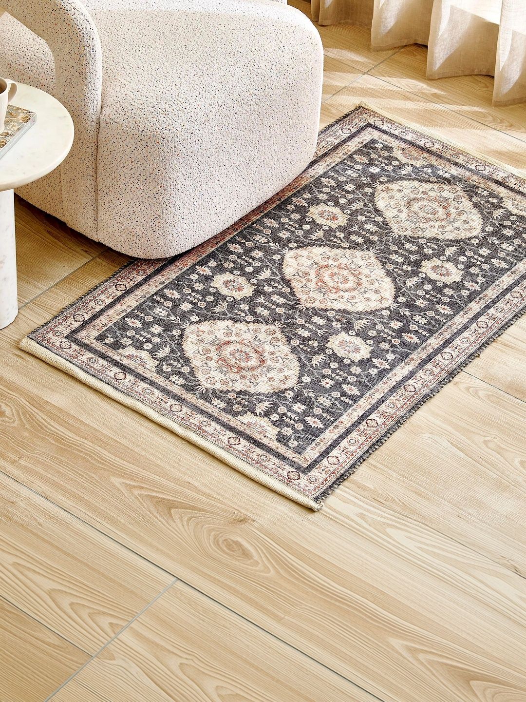 Home Centre Velora Beige & Black Ethnic-Printed Jute Handwoven Dhurrie-image-8