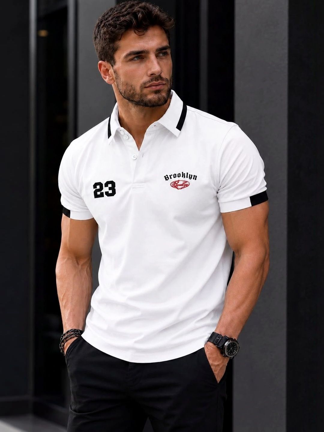 Moda Rapido Men Typography Printed Polo Collar T-shirt-picture-26