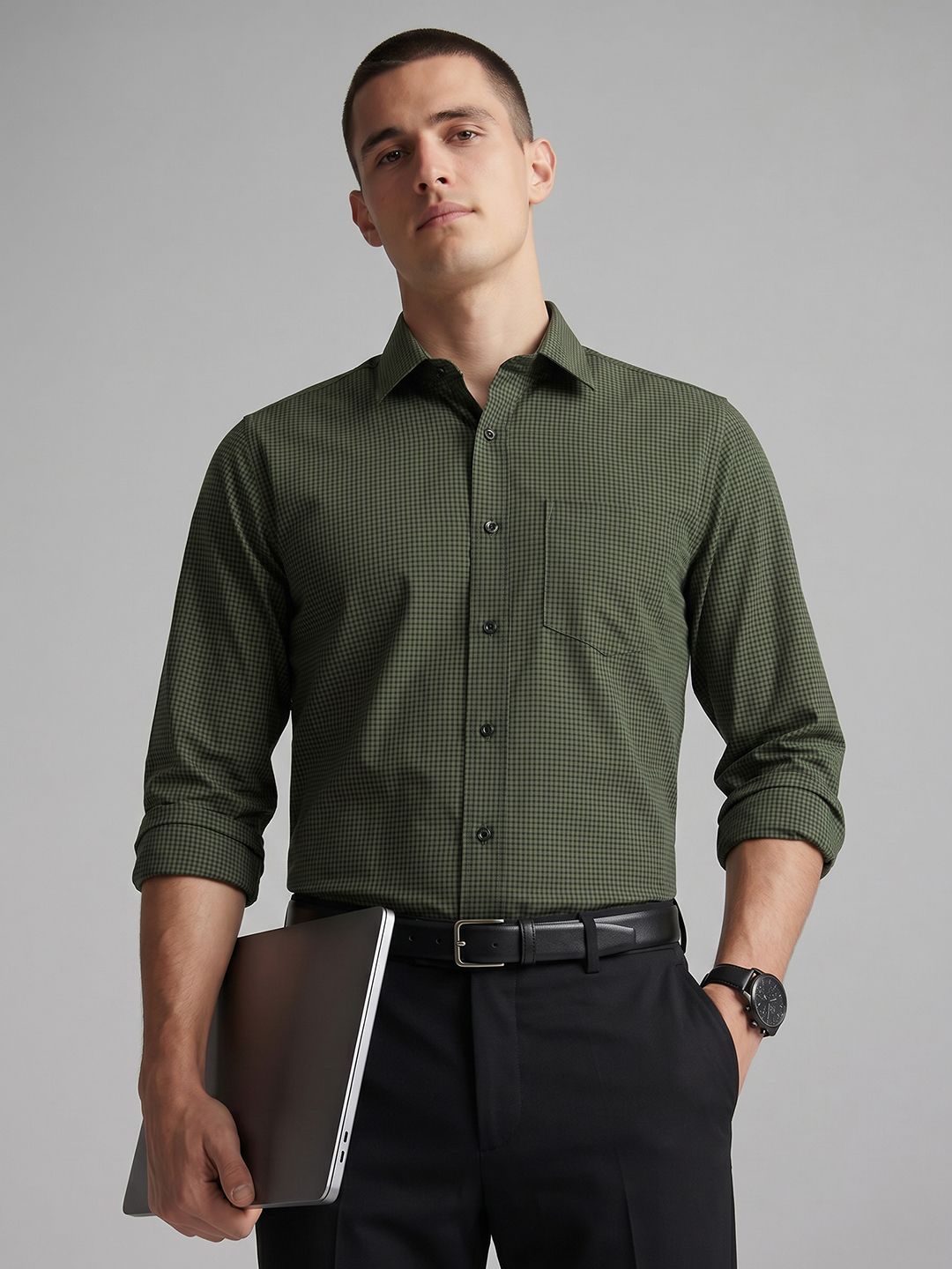 Van Heusen Slim Fit Micro Checked Formal Shirt-picture-30