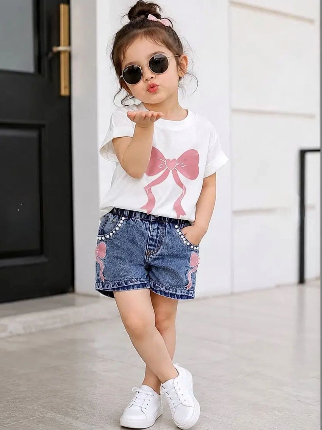 STAR BOYZ CLOSET Girls Printed T-shirt with Shorts-picture-36