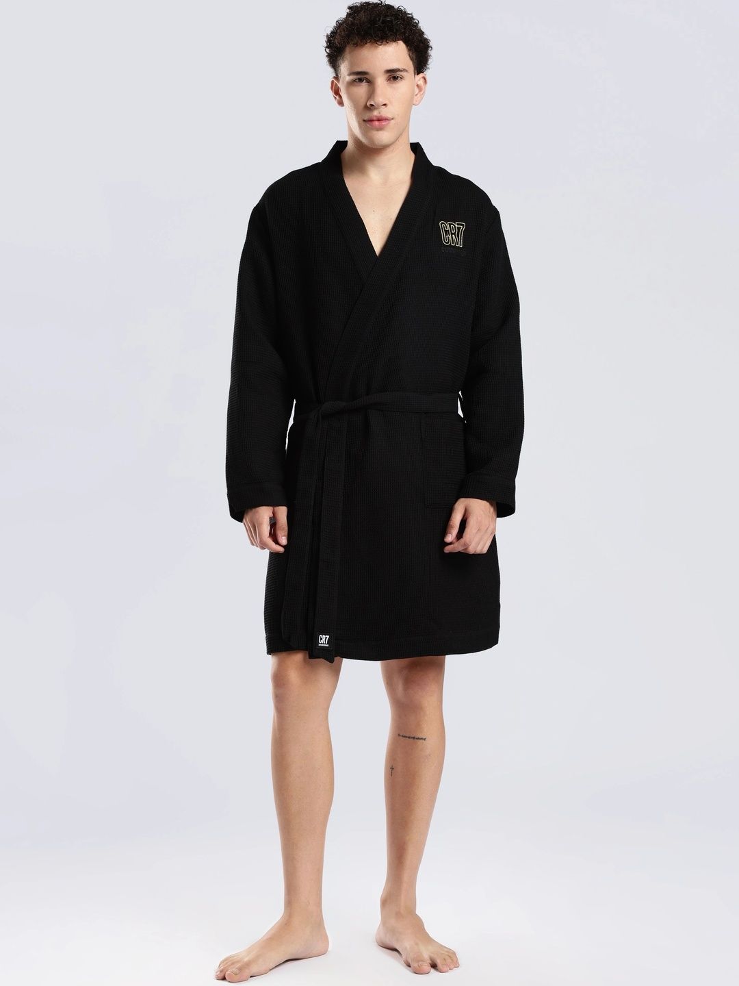 CR7 Cristiano Ronaldo Premium Waffled Cotton Knee-Length Bath Robe-picture-3