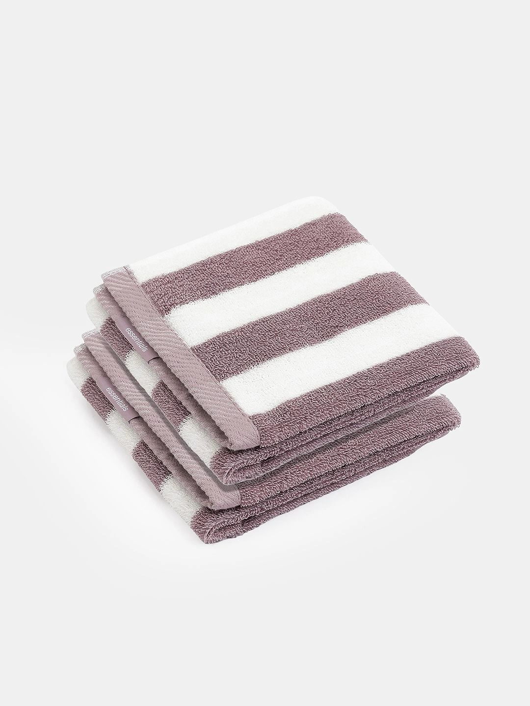 Jockey 2Pcs White & Lavender-Colored Striped Terry-Cotton Ultrasoft & Durable Hand Towels-image-39