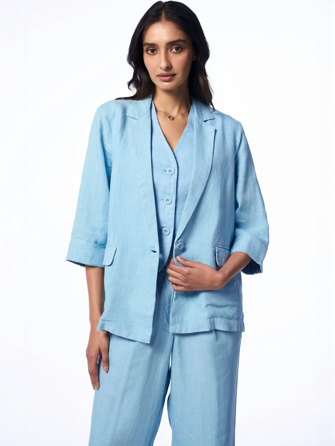 Terra Luna Sasha Notched Lapel Single-Breasted Comfort Fit Blazers-image-19