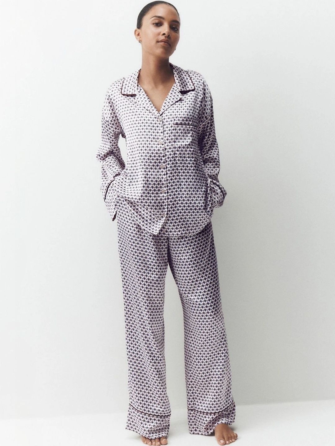 NEXT Women Long-Sleeve Button-Up Printed Night Suit-image-2