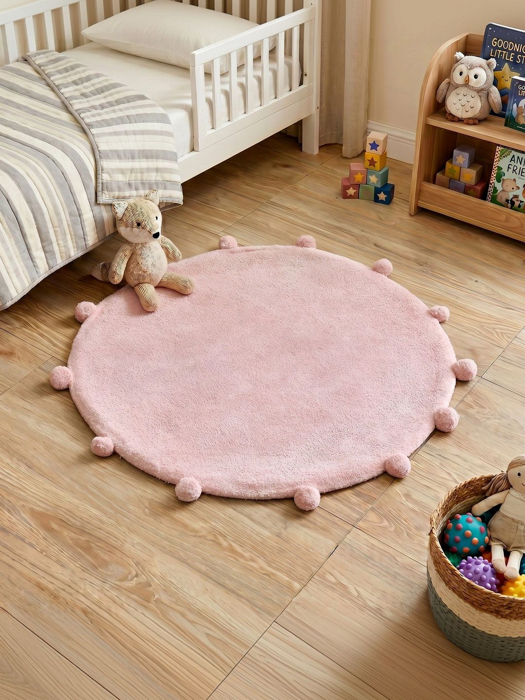 Home Centre Slate Pink Round Tufted Dhurrie-picture-16