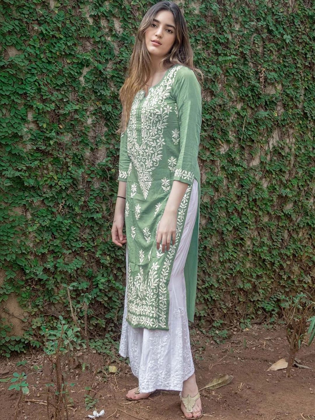 Moda Rapido Women Ethnic Motifs Embroidered Chikankari Kurta-picture-26
