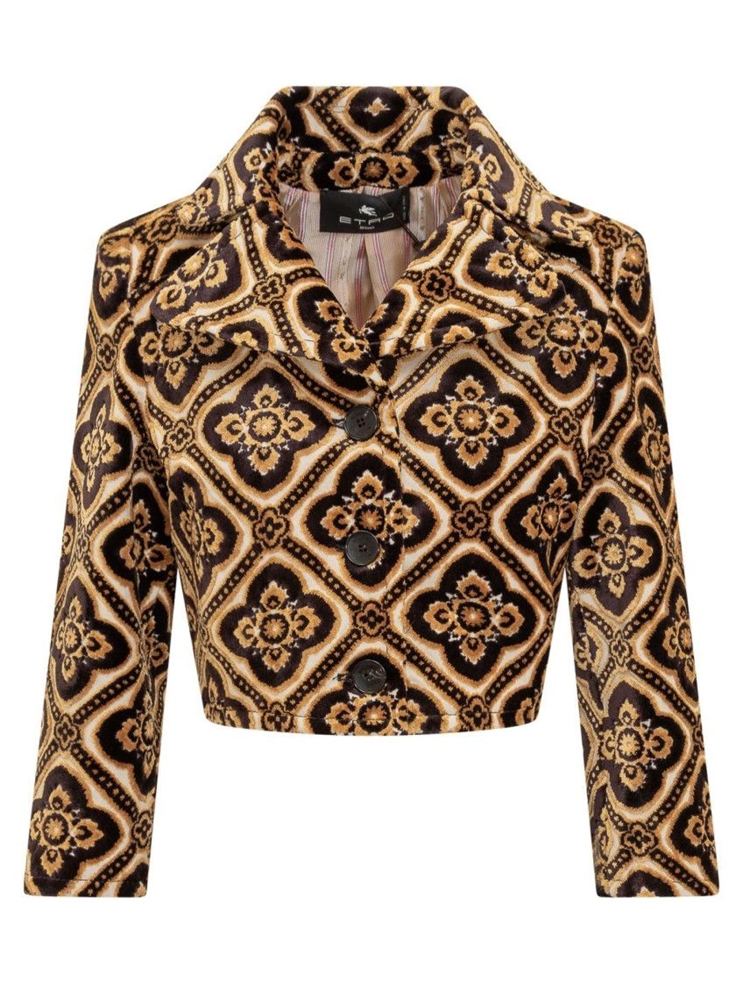 ETRO Black Printed Notched Lapel Blazer-image-2
