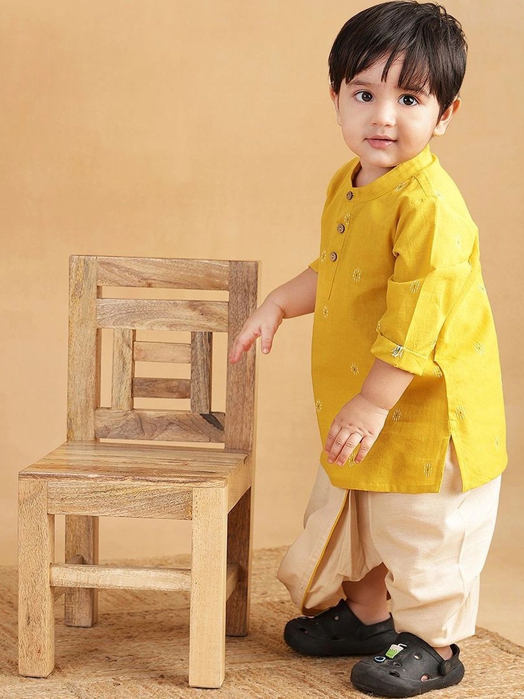 Fabindia Boys Ethnic Motifs Regular Pure Cotton Kurta with Dhoti Pants-picture-29