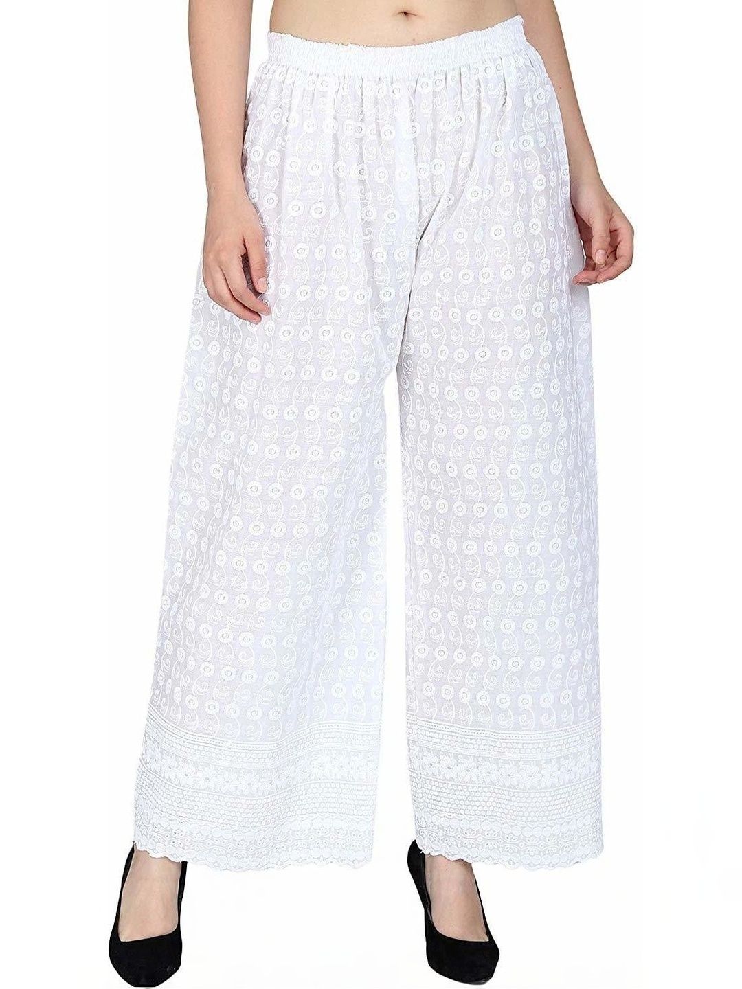 SRISARAS Women Floral Embroidered Palazzos-image-17