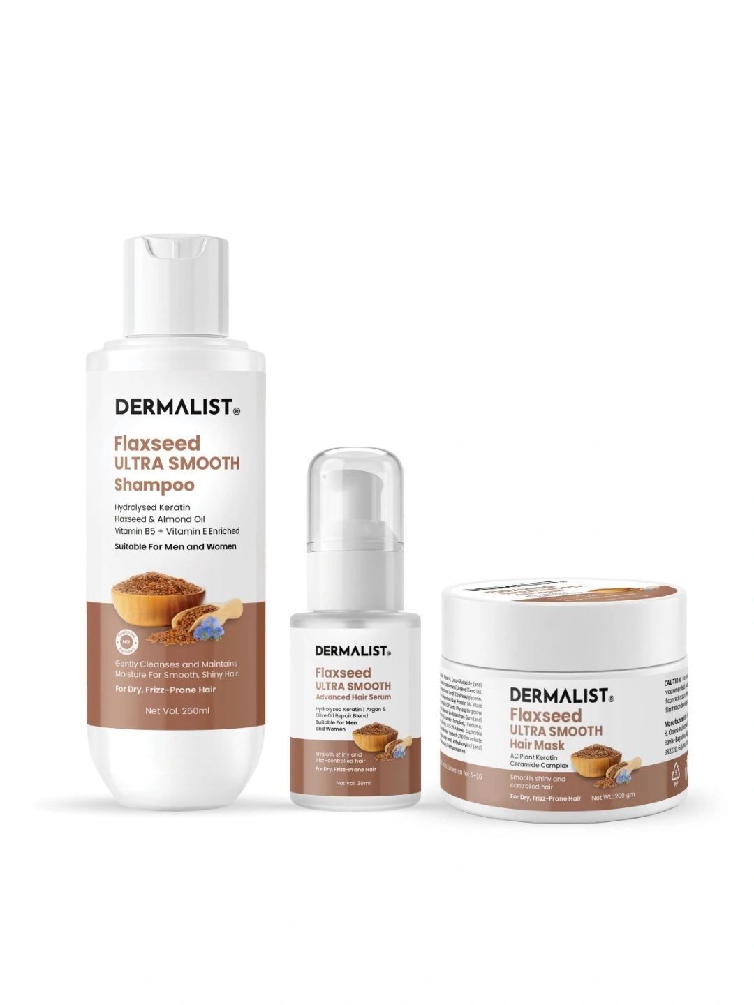 Dermalist Set Of 3 Flaxseed Ultra Smooth Shampoo - 250ml, Serum-30ml With Hair Mask-200 g-picture-53