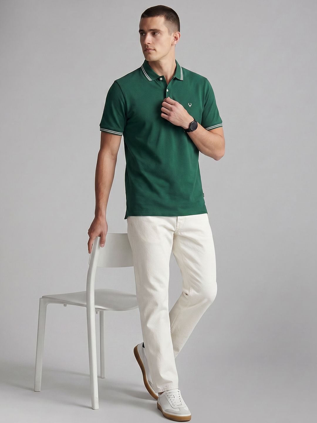 Allen Solly Polo Collar Pure Cotton Slim Fit T-shirt-picture-11