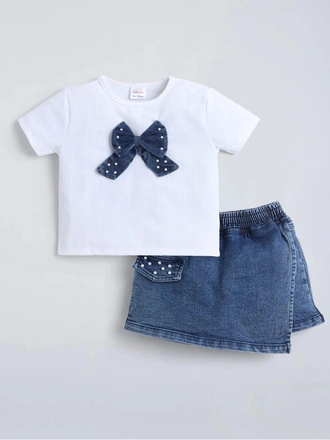 COMPLETE OUTFIT Girls Embellished T-shirt with Skirt-image-41
